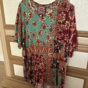 Johnny Was Multicolor Floral Short Sleeve Top